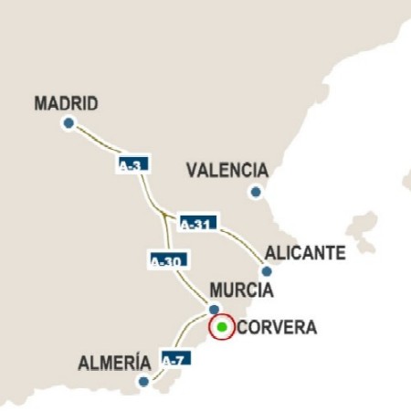 large scale map form Madrid to Corvera