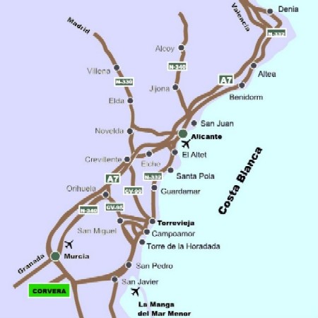 Region map showing the location of Corvera